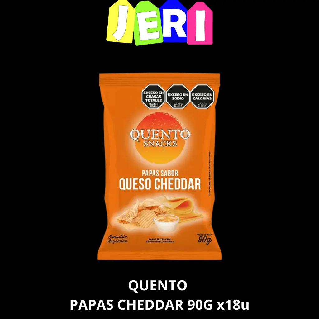 SNACKS QUENTO PAPAS CHEDDAR 90G X18U