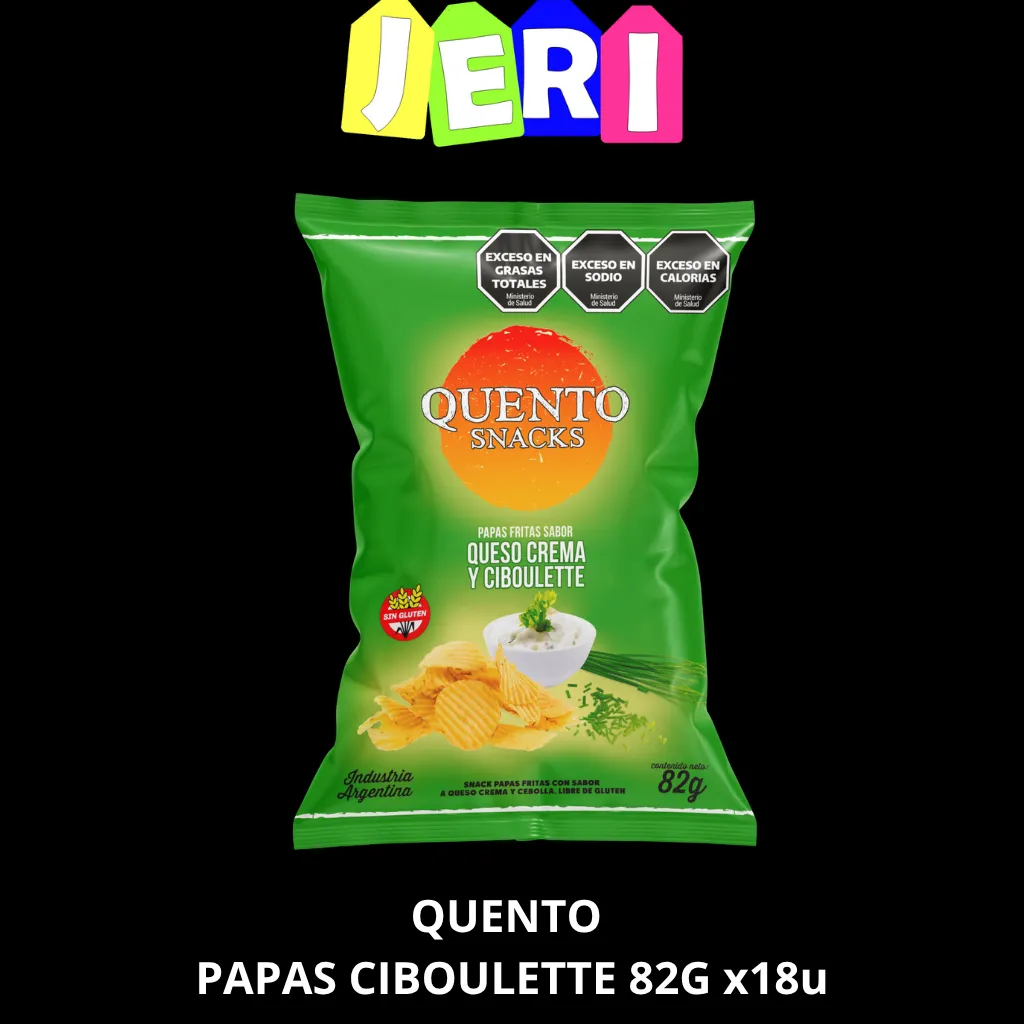 SNACKS QUENTO PAPAS CIBOULETTE 82G X18U