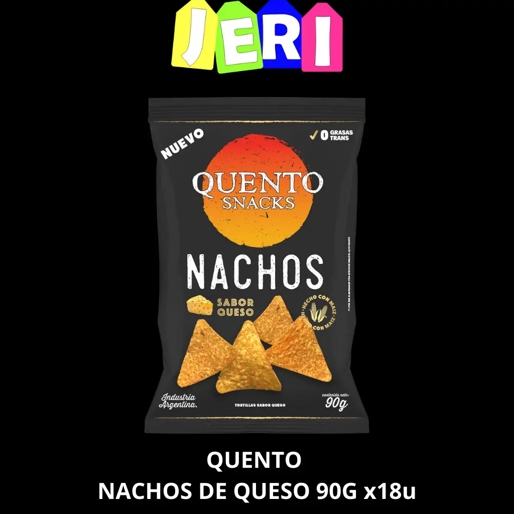 SNACKS QUENTO NACHOS DE QUESO 90G X18U