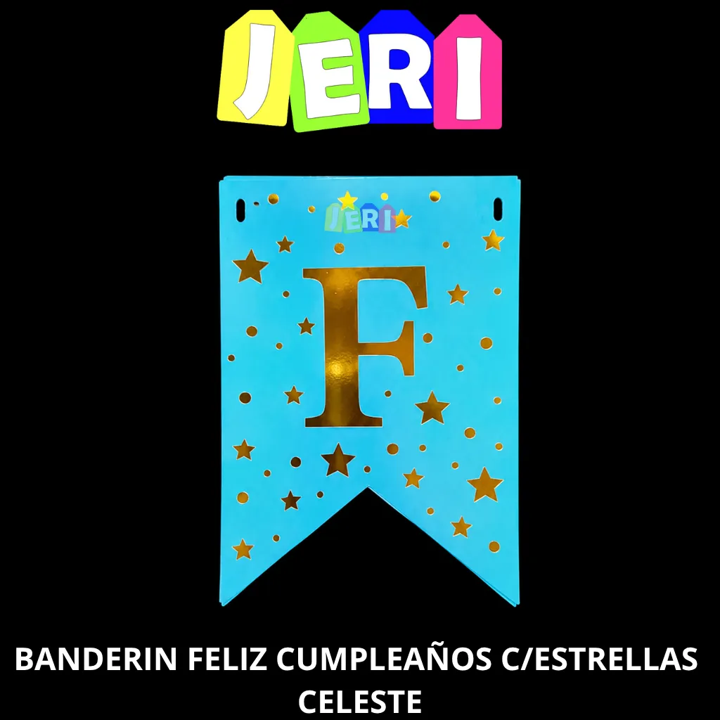 BANDERIN FELIZ CUMPLEAÑOS ESTRELLAS (CELESTE)