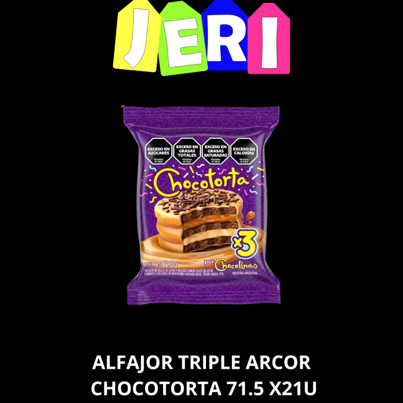 ALFAJOR TRIPLE ARCOR CHOCOTORTA 71.5G X21U