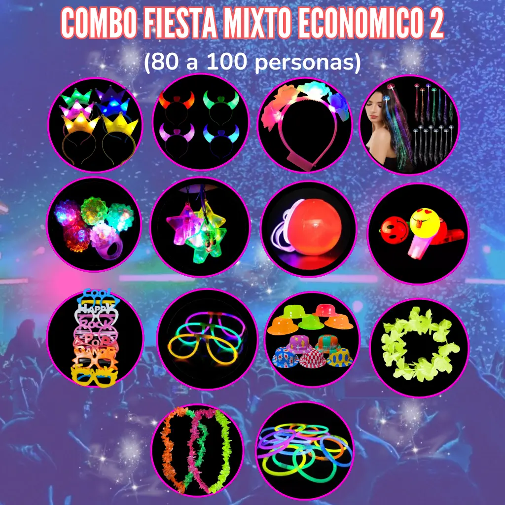 COMBO FIESTA MIXTO ECONOMICO 2 (LETRAS, FLUOR)