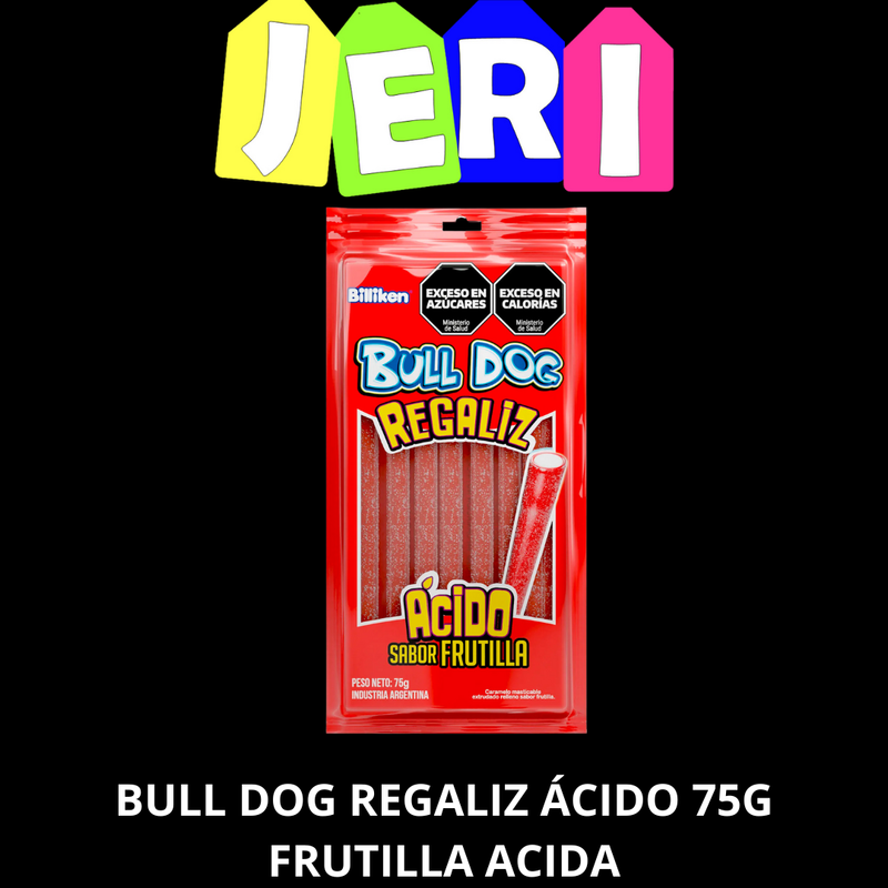 GOMA BULLDOG REGALIZ 75G FRUTILLA ACIDA