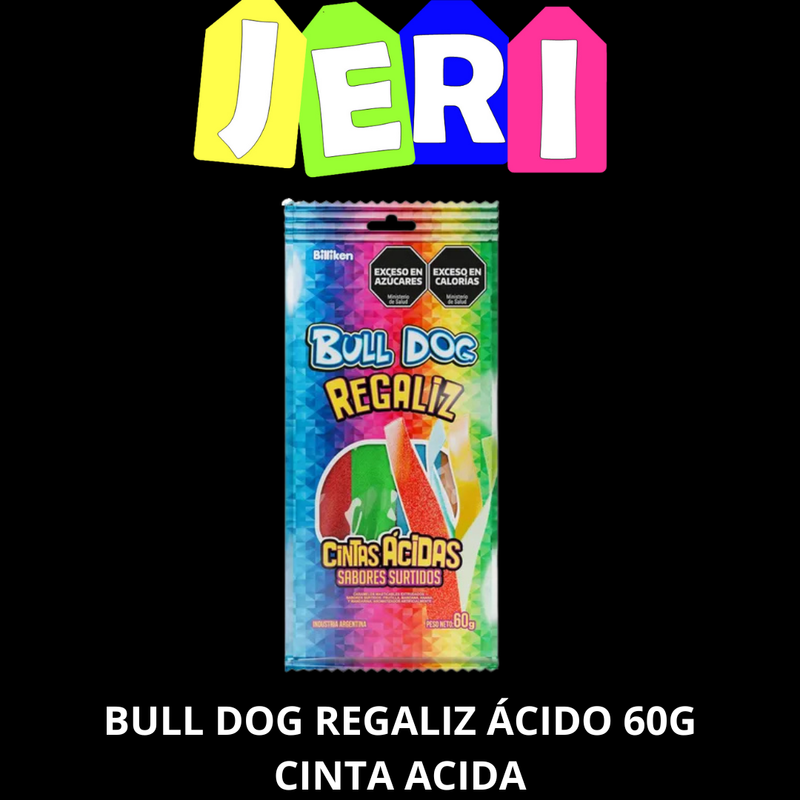 GOMA BULLDOG REGALIZ 60G CINTAS ACIDAS