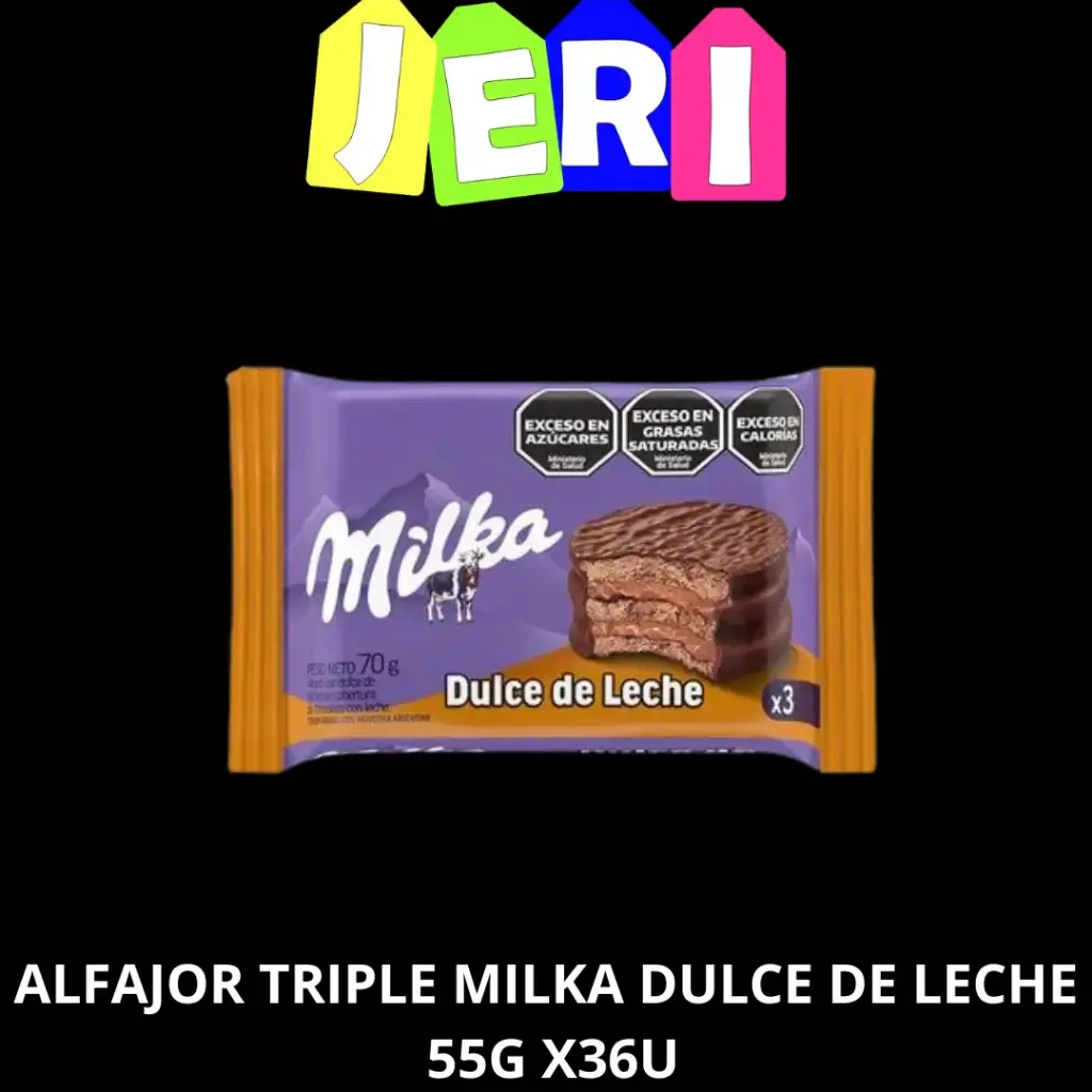 ALFAJOR TRIPLE MILKA DULCE DE LECHE 55G X36U