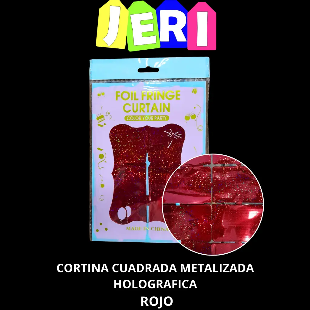 CORTINA CUADRADA METALIZADA HOLOGRAFICA