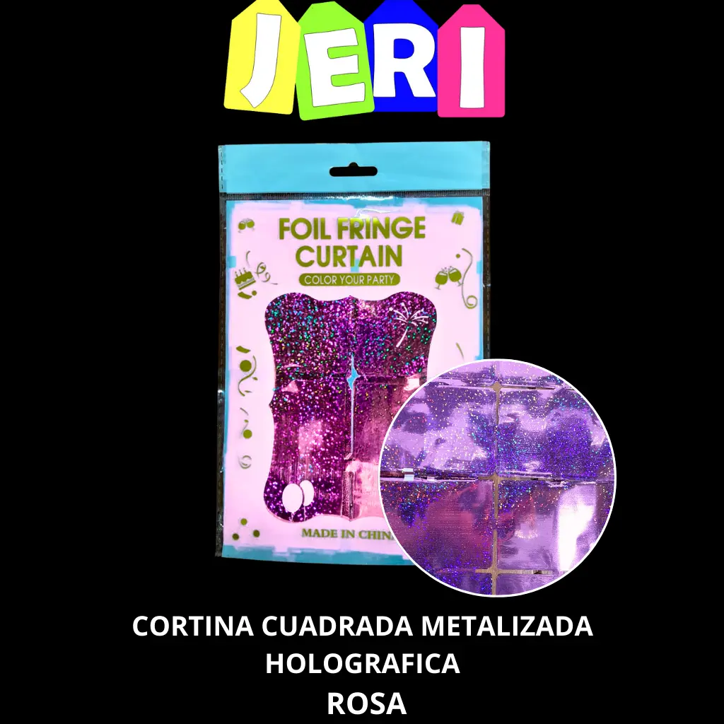 CORTINA CUADRADA METALIZADA HOLOGRAFICA NUEVA