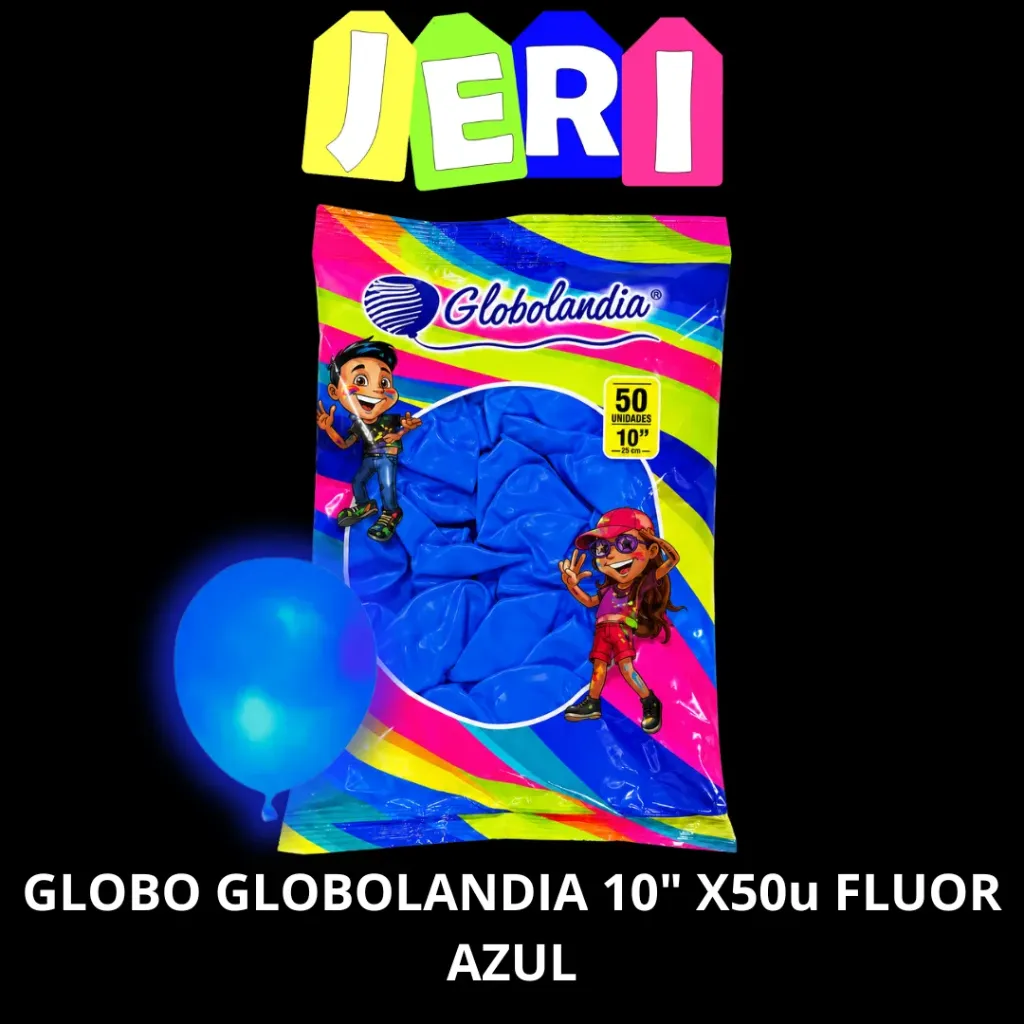 GLOBO GLOBOLANDIA 10" X50u FLUOR (AZUL)