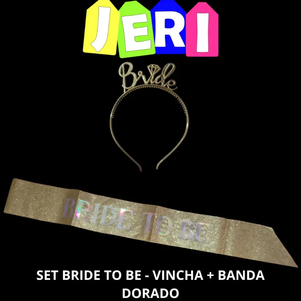 SET BRIDE TO BE - VINCHA + BANDA (DORADO)