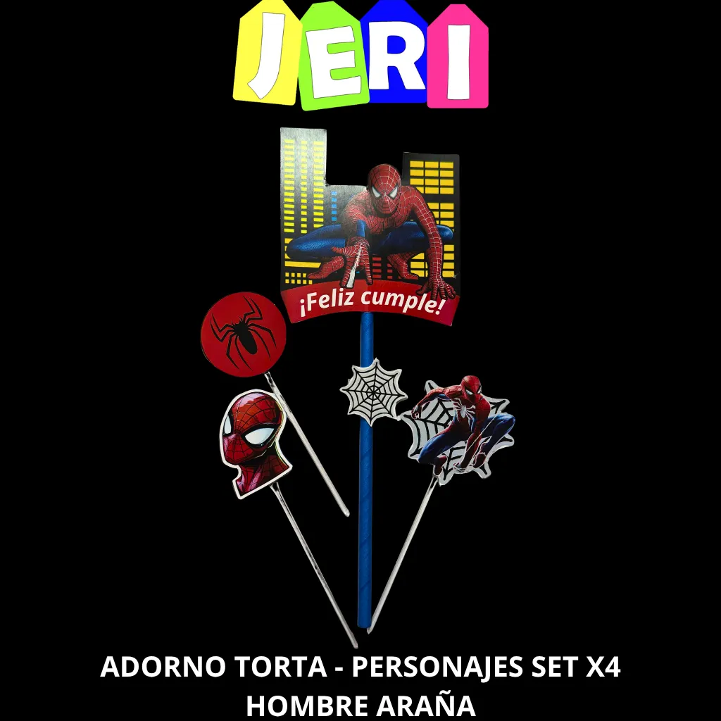 ADORNO TORTA - PERSONAJES SET X4 (HOMBRE ARAÑA)