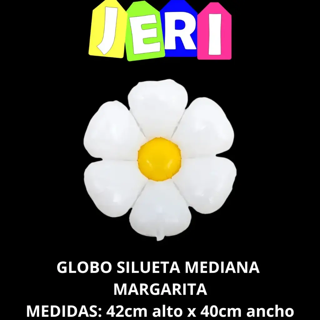 [6677] GLOBO SILUETA MEDIANA MARGARITA (BLANCO)