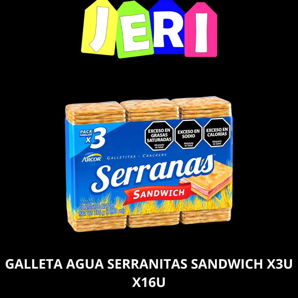 GALLETA AGUA SERRANITAS SANDWICH X3U X16U