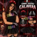 COMBO DISFRAZ CALAVERA PREMIUM (FEMENINO)