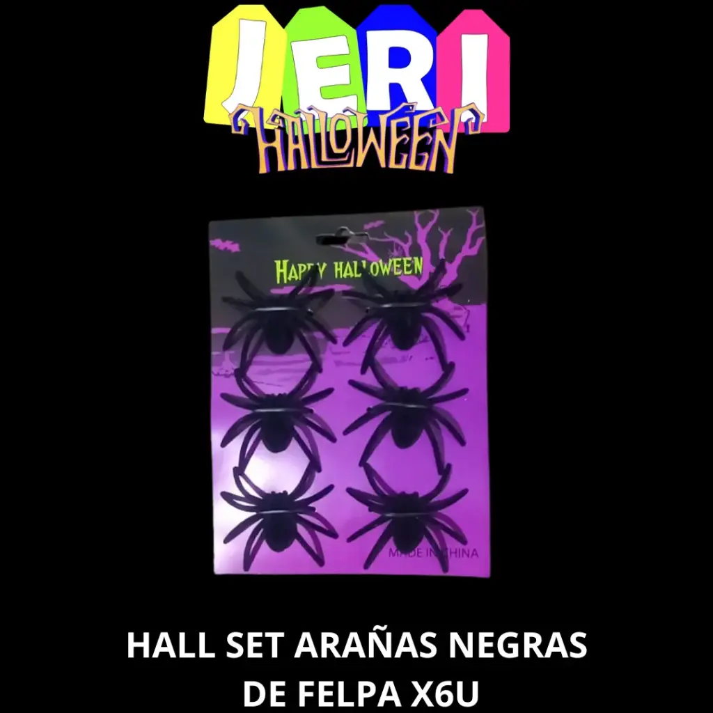 [729] HALL SET ARAÑAS NEGRAS DE FELPA X6U
