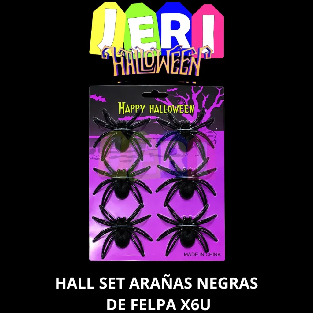 [729] HALL SET ARAÑAS NEGRAS DE FELPA X6U
