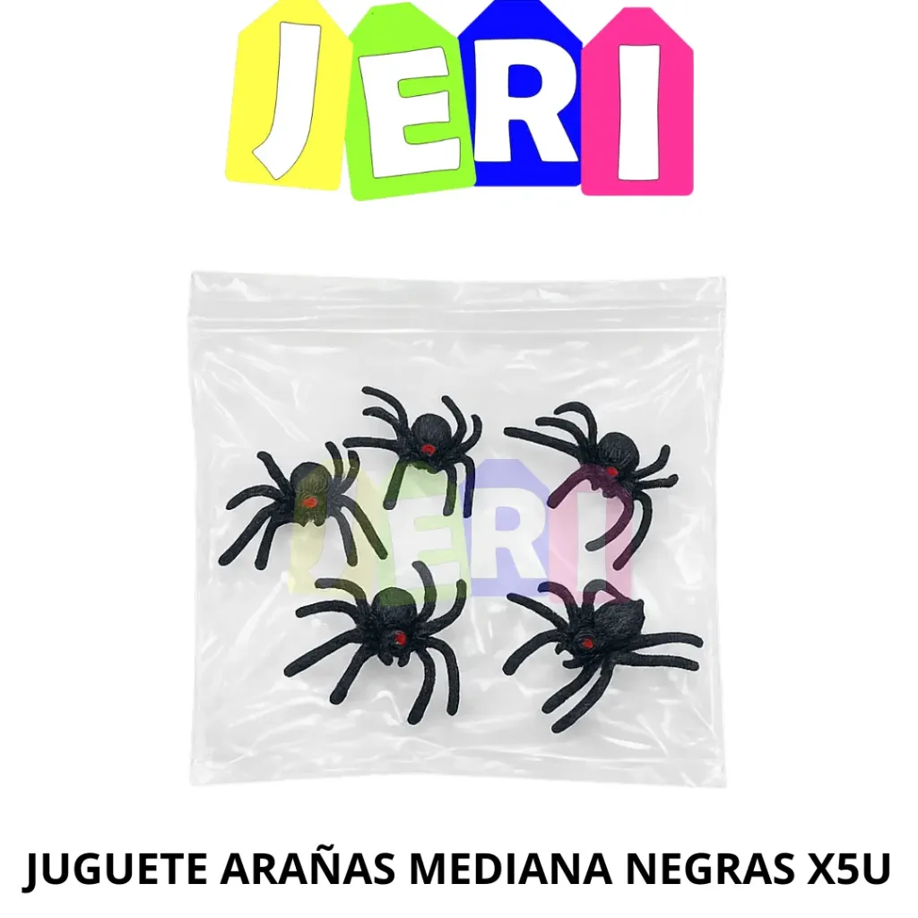 [2677] JUGUETE ARAÑAS MEDIANA NEGRAS X5U
