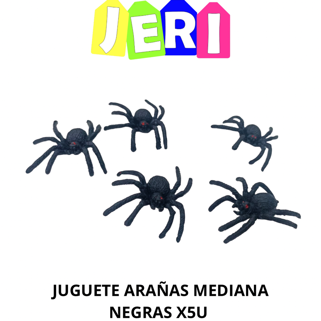 JUGUETE ARAÑAS MEDIANA NEGRAS X5U
