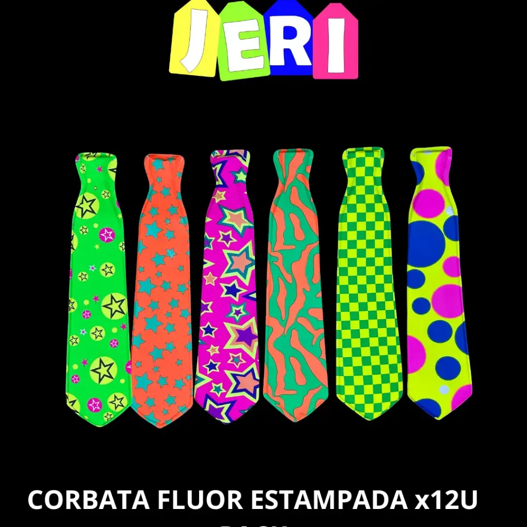 CORBATA FLUOR ESTAMPADA x12U PACK