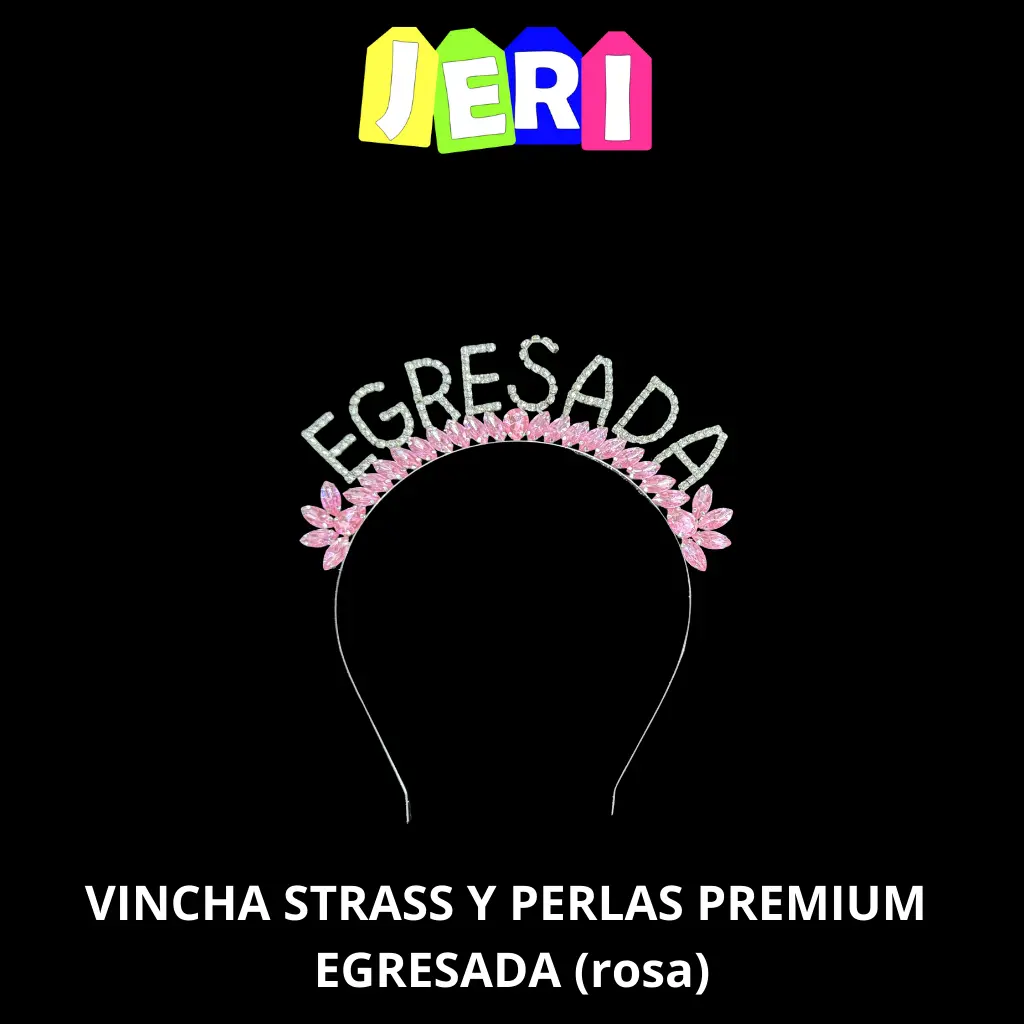 VINCHA STRASS Y PERLAS PREMIUM EGRESADA (ROSA)