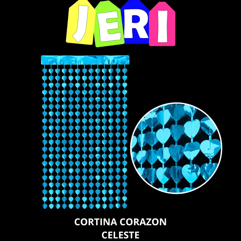 CORTINA CORAZON (CELESTE)