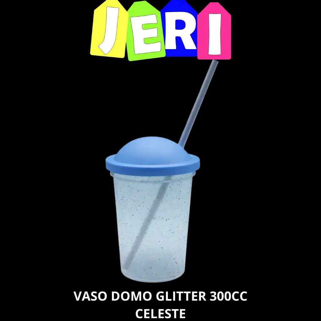 VASO DOMO GLITTER 300CC (CELESTE)