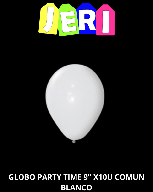 GLOBO PARTY TIME 9" X10U COMUN (BLANCO)