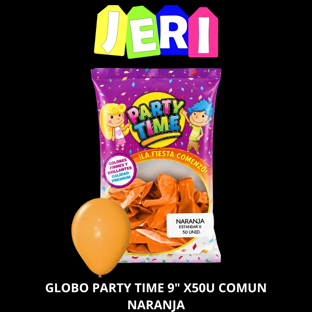GLOBO PARTY TIME 9" X50U COMUN (NARANJA)