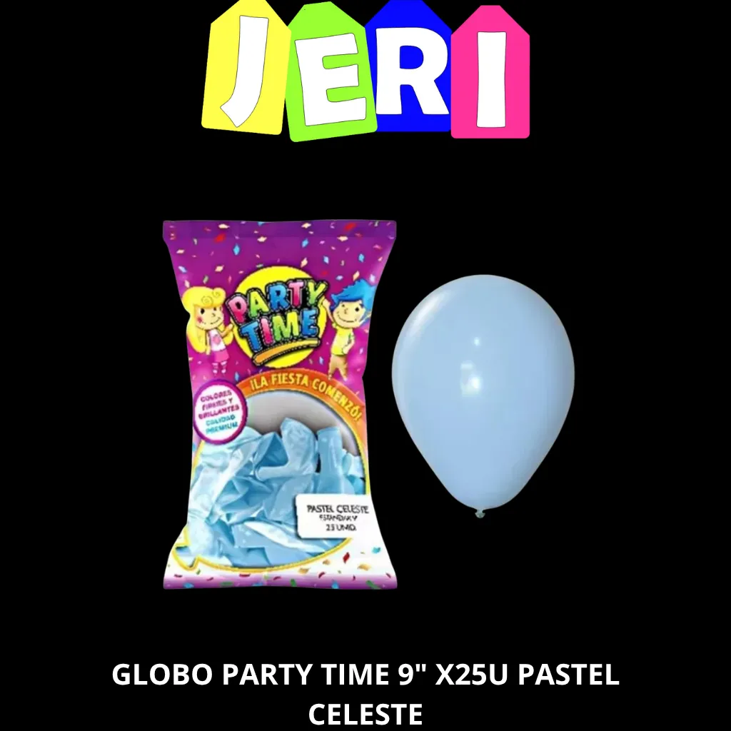 GLOBO PARTY TIME 9" X25U PASTEL (CELESTE)
