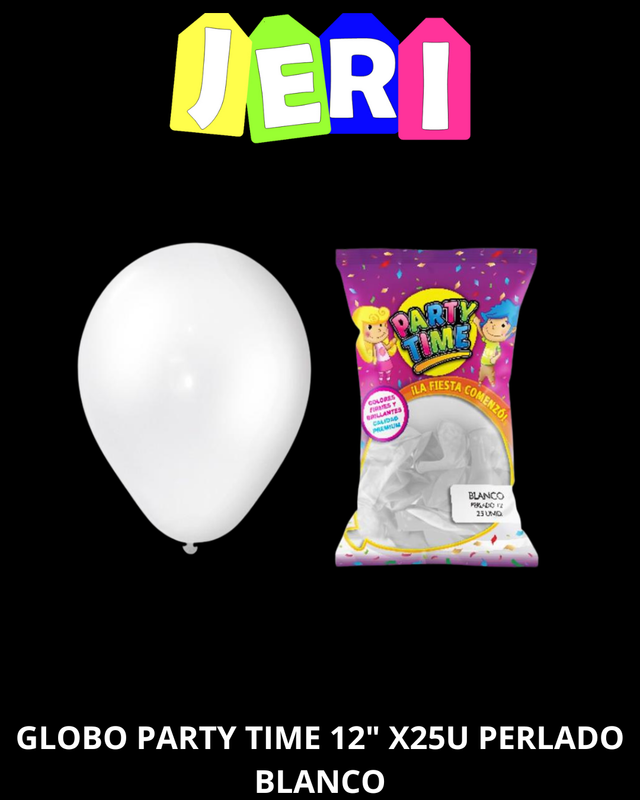 GLOBO PARTY TIME 12" X25U PERLADO (BLANCO)