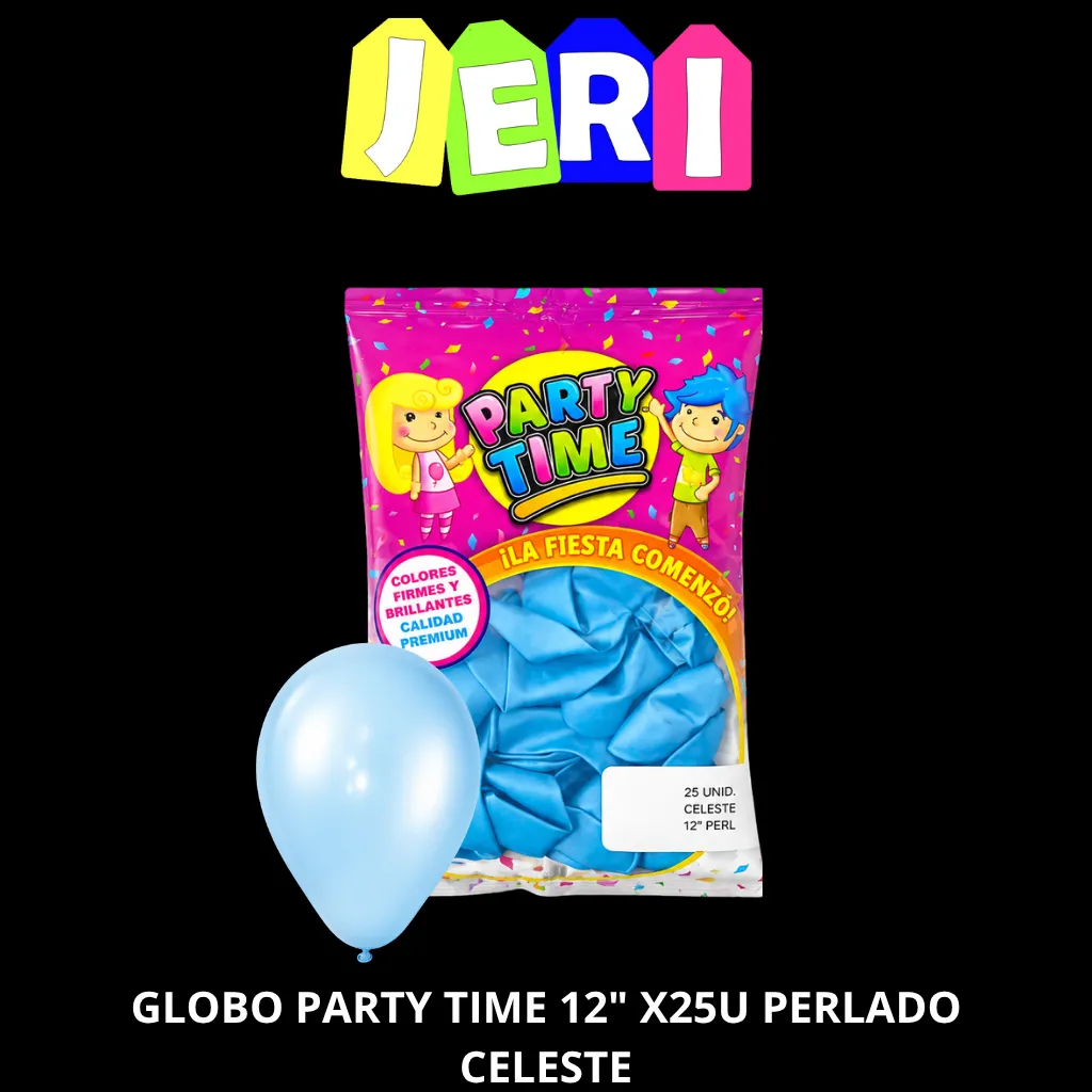 GLOBO PARTY TIME 12" X25U PERLADO (CELESTE)