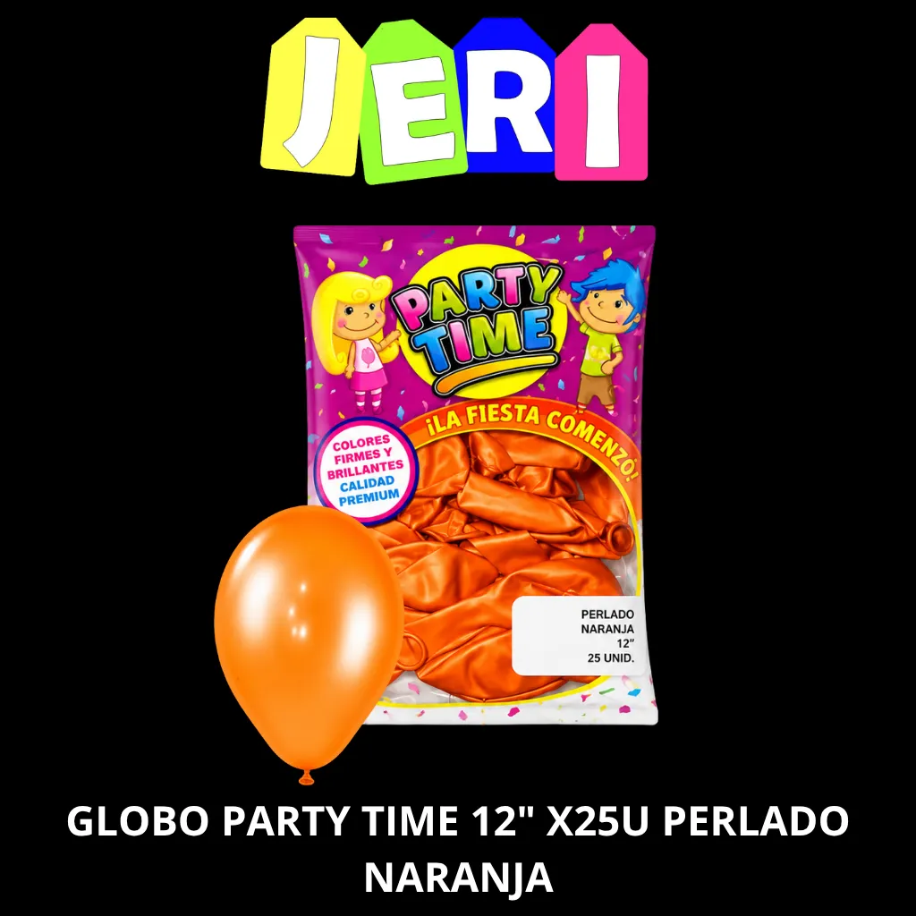 GLOBO PARTY TIME 12" X25U PERLADO (NARANJA)