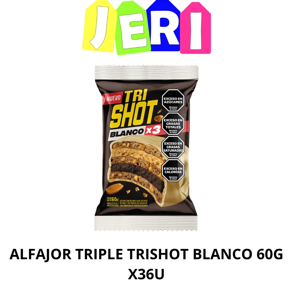 ALFAJOR TRIPLE TRISHOT BLANCO 60G X36U
