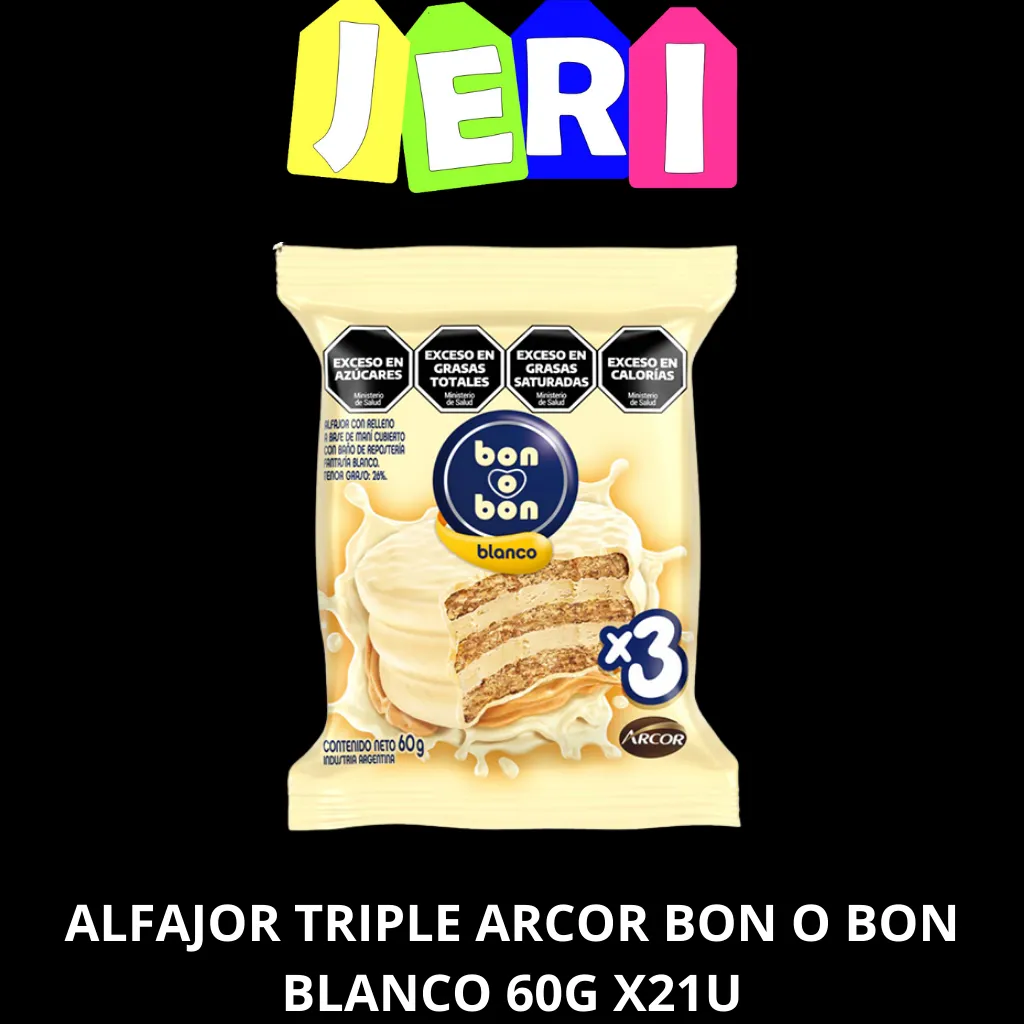 ALFAJOR TRIPLE ARCOR BON O BON BLANCO 60G X21U