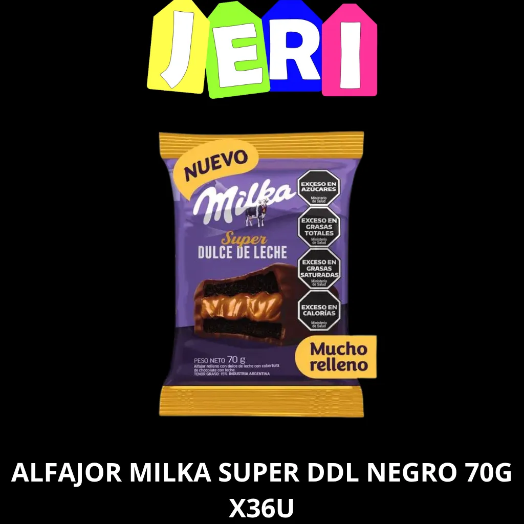ALFAJOR TRIPLE MILKA SUPER DDL NEGRO 70G X36U