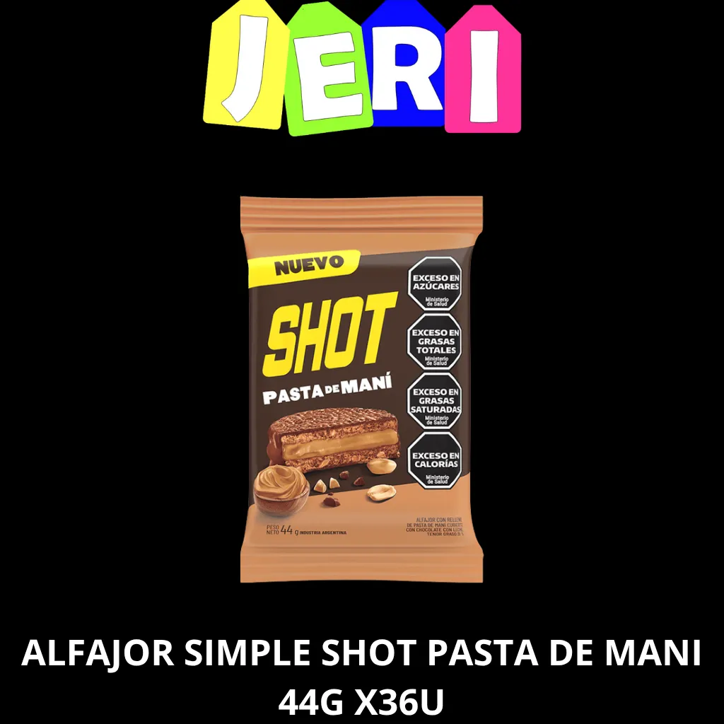 ALFAJOR SIMPLE SHOT PASTA DE MANI 44G X36U