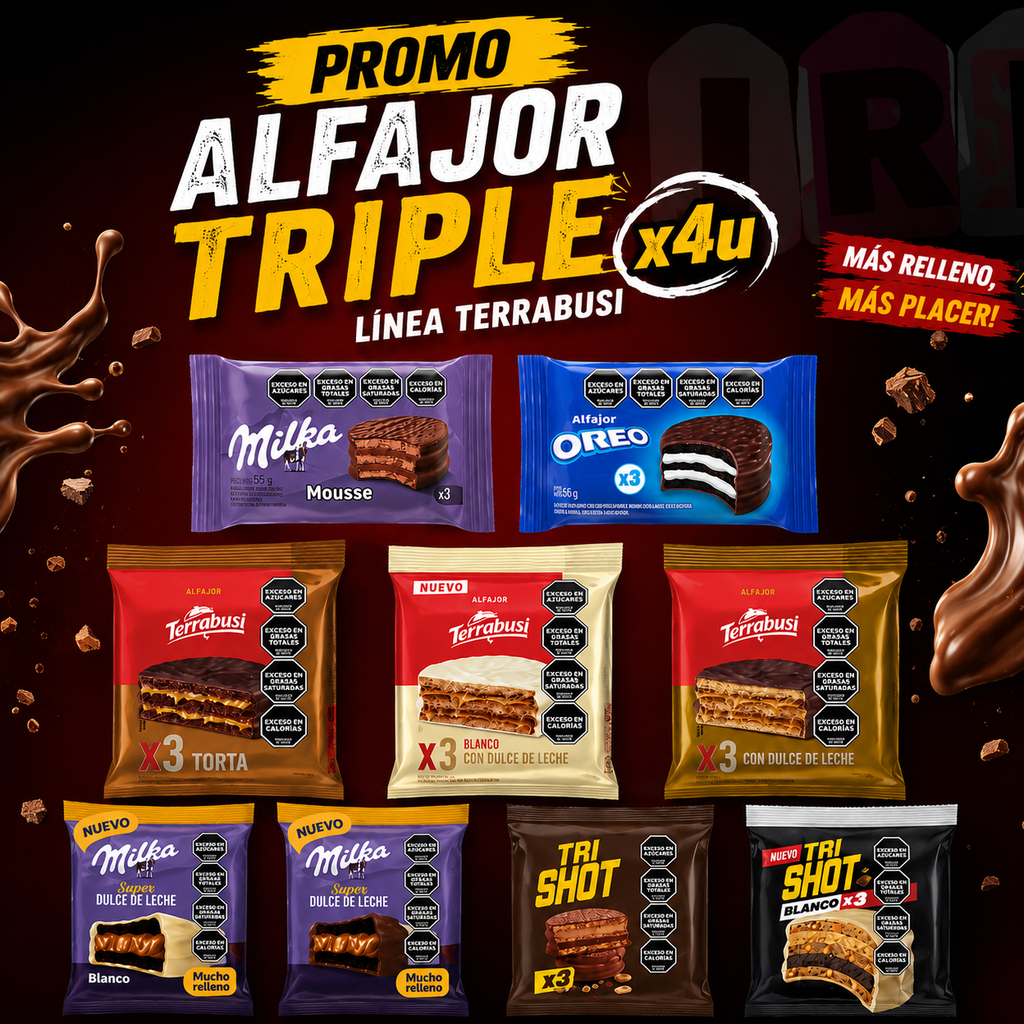 PROMO ALFAJOR LINEA TERRABUSI X4U