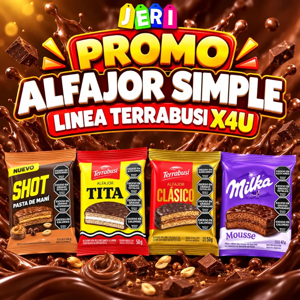 PROMO ALFAJOR SIMPLE LINEA TERRABUSI X4U