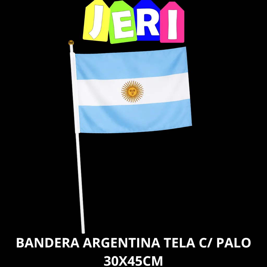 BANDERA ARGENTINA TELA C/ PALO 30X45CM
