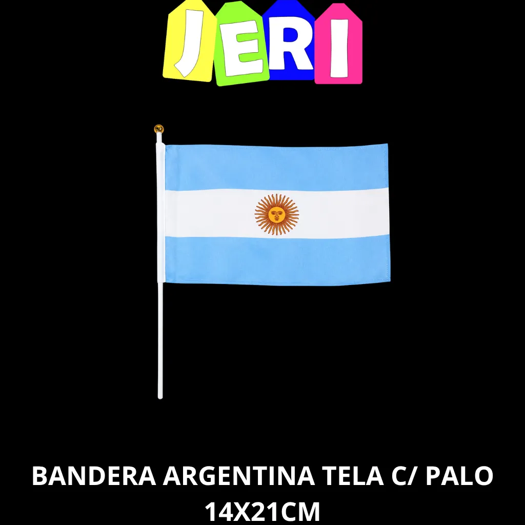 BANDERA ARGENTINA TELA C/ PALO 14X21CM