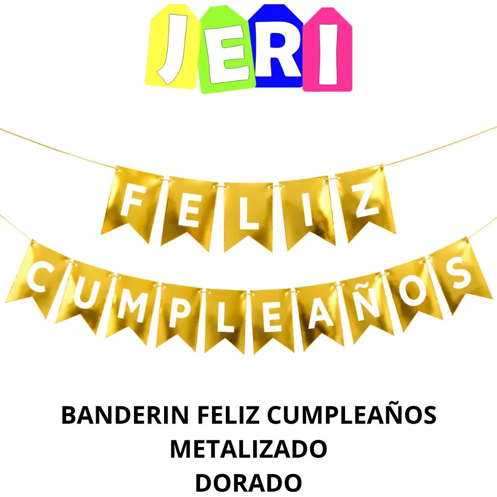 BANDERIN FELIZ CUMPLEAÑOS METALIZADO (DORADO)