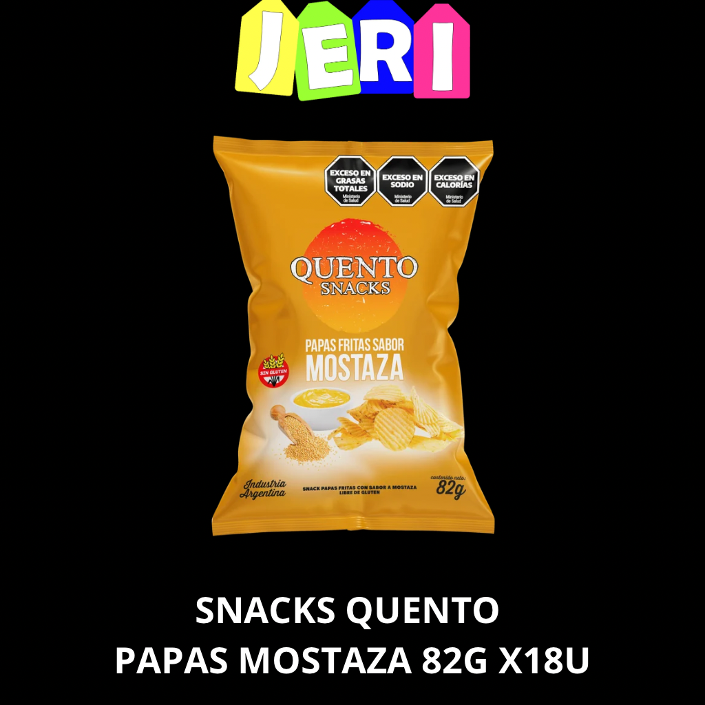 SNACKS QUENTO PAPAS MOSTAZA 82G X18U