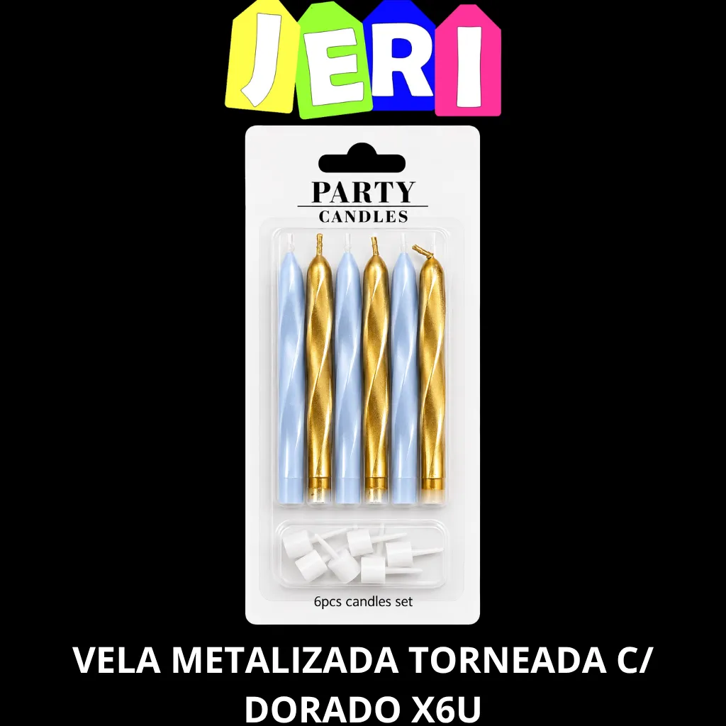 VELA METALIZADA TORNEADA C/ DORADO X6U