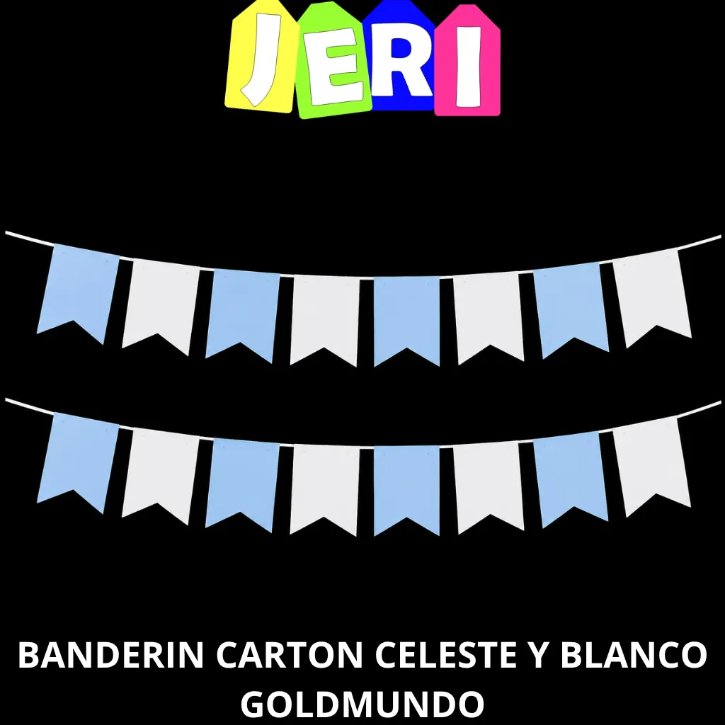 BANDERIN CARTON CELESTE Y BLANCO GOLDMUNDO