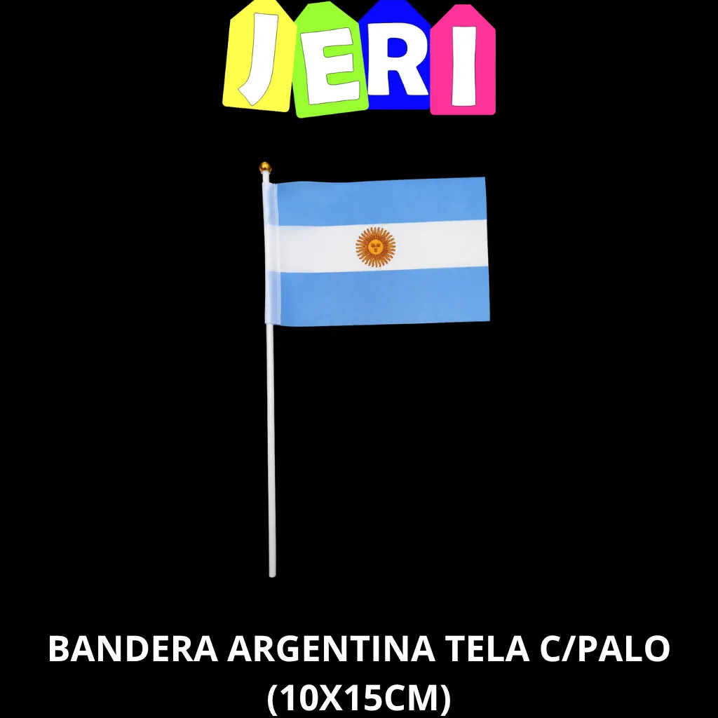 BANDERA ARGENTINA TELA C/PALO (10X15CM)
