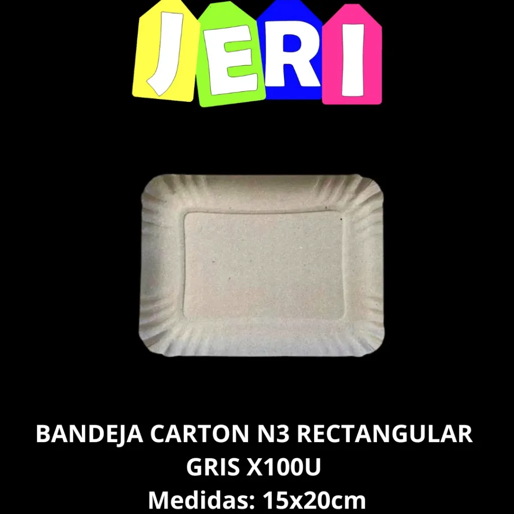 BANDEJA CARTON N3 RECT GRIS X100U
