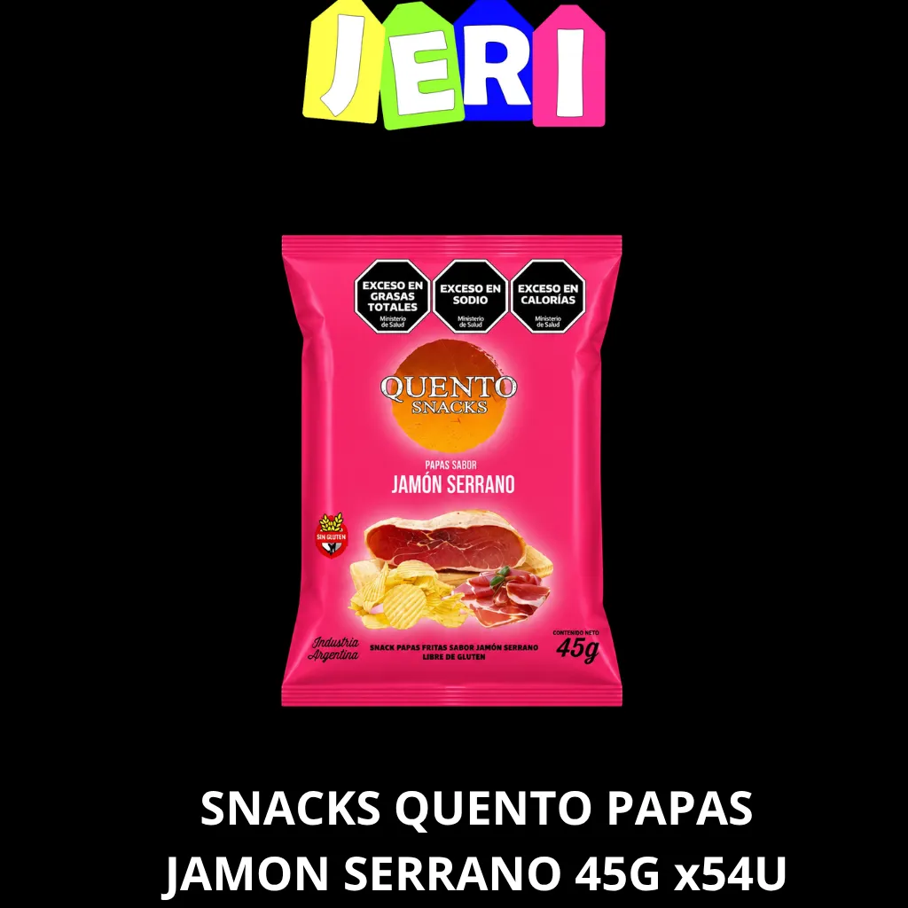 SNACKS QUENTO PAPAS JAMON SERRANO 45G x54U