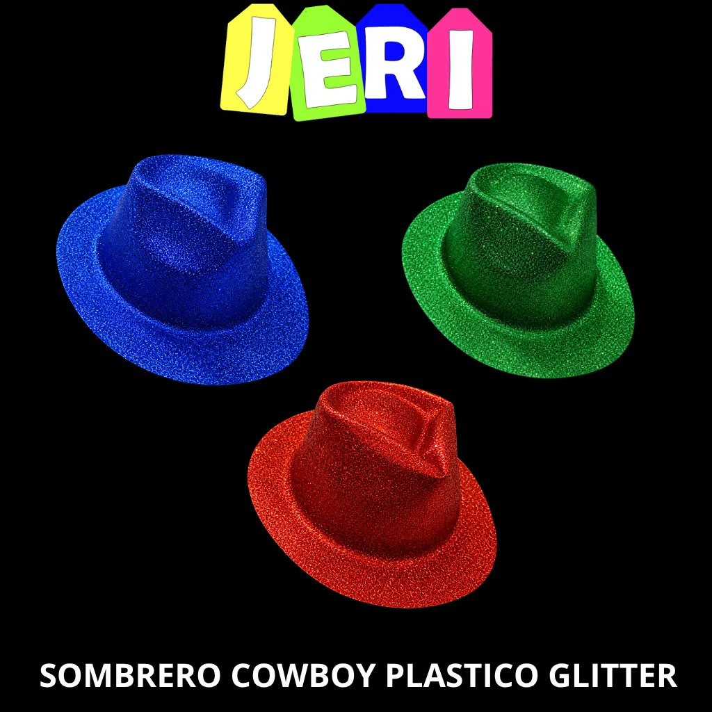SOMBRERO COWBOY PLASTICO GLITTER