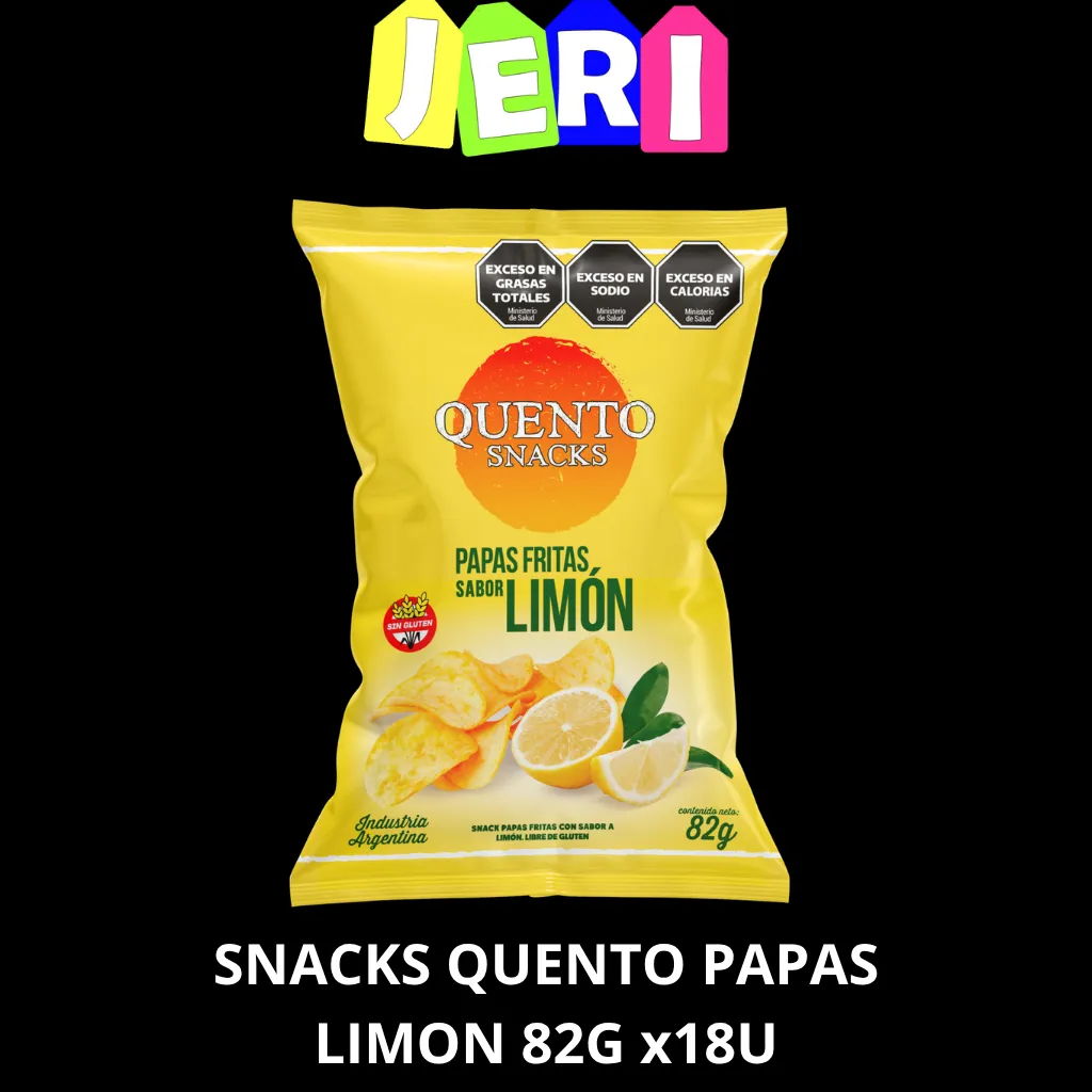 SNACKS QUENTO PAPAS LIMON 82G X18U