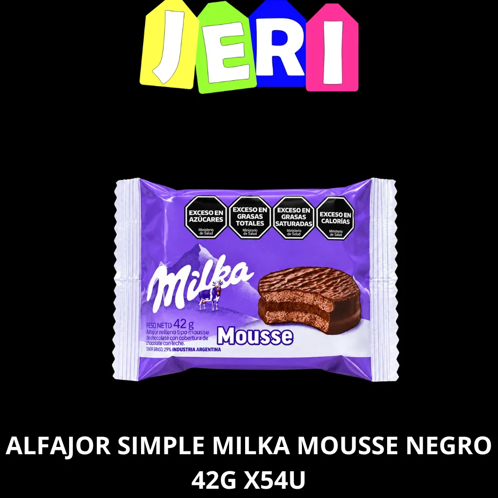 ALFAJOR SIMPLE MILKA MOUSSE NEGRO 42G X54U
