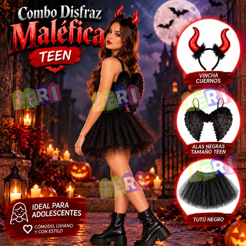 COMBO DISFRAZ MALEFICA ESTANDAR